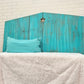 50” tall wood turquoise beach headboard with cutout detail