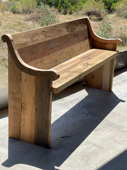 under 50" Reclaimed solid wood raw dining / entry /bedroom/footboard bench