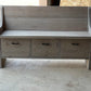 less than 50" Reclaimed solid wood raw wax finish dining / entry /bedroom/footboard storage drawer bench