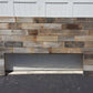 Rustic modern industrial patched wood headboard art standard leg installation